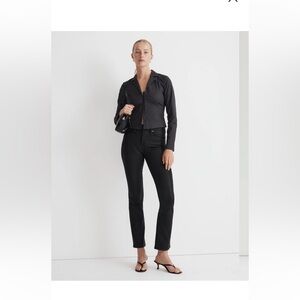 Madewell Coated Edition Black Kickout Crop